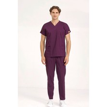 BRL Üniforma Koyu Mürdüm Likralı Doktor ve Hemşire Forması Unisex Cerrahi Takım | Brl Scrub