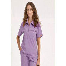 BRL Üniforma Tek Üst Likralı Unisex Doktor ve Hemşire Cerrahi Forması Lila | Medizip