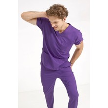 BRL Üniforma Koyu Mor Likralı Doktor ve Hemşire Forması Unisex Cerrahi Takım | Brl Scruble