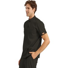 BRL Üniforma Tek Üst Çıt Çıtlı Likralı Erkek Doktor ve Hemşire Cerrahi Forması Siyah | Brlsnapsm