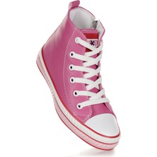 Kiko Kids Pant Günlük Bağcıklı Fermuarlı Kız Çocuk Bot Ayakkabı Fuşya