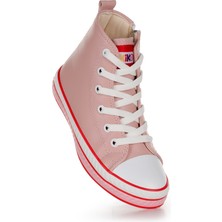 Kiko Kids Pant Günlük Bağcıklı Fermuarlı Kız Çocuk Bot Ayakkabı Pudra