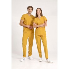 BRL Üniforma Hardal Likralı Doktor ve Hemşire Forması Unisex Cerrahi Takım | Brl Scruble