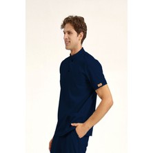 BRL Üniforma Tek Üst Çıt Çıtlı Likralı Erkek Doktor ve Hemşire Cerrahi Forması Lacivert | Brlsnapsm