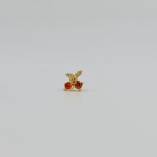 Cerrahi Çelik Gold Kiraz Detaylı Küpe Tragus Helix Kıkırdak Piercing