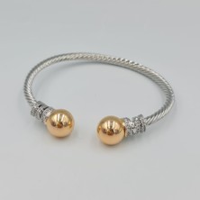 Gümüş Gold Top Detaylı Şık Tasarım Bileklik