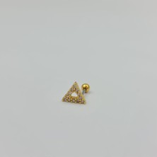 Üçgen Taşlı  Cerrahi Çelik Küpe Tragus Helix Kıkırdak Piercing
