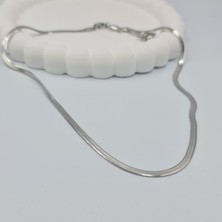 Şık Altın Kaplama Çelik 4 mm Beyaz(Gümüş) Ezme Zincir Aksesuar Kolye