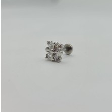 Cerrahi Çelik Beyaz Taşlı Küpe Tragus Helix Kıkırdak Piercing