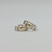 Çelik Taşlı Klasik Halka Küpe