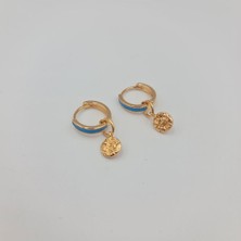 Mavi Mineli Halka Kadın Küpe