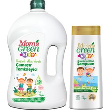 2'li Set-Mom's Green Organik Çocuk Çamaşır Temizleyici 1500 ml ( 40 Yıkama )ve Çocuk Şampuanı 400 ml