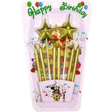 Parti Dükkanım Gold Metalik Yıldızlı Pasta Mumu 8 Adet