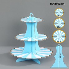 Parti Dükkanım Mavi Gold Kenarlı Kek Standı 3 Katlı