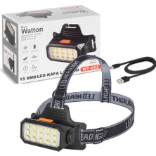 Watton 15 Ledli Sarı / Beyaz Şarjlı Kafa Lambası Watton WT-652