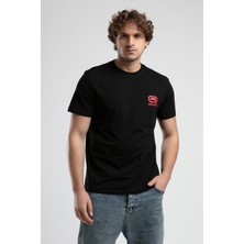 ECKO UNLTD Corınth Siyah - Kırmızı Bisiklet Yaka Baskılı Standard Fit Erkek Tshirt