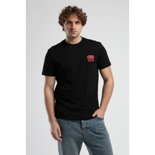 ECKO UNLTD Corınth Siyah - Kırmızı Bisiklet Yaka Baskılı Standard Fit Erkek Tshirt