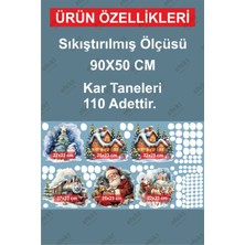 Efekt Reklam Yılbaşı Karlı Evler Nostaljik Tren-Noel Baba ve Kar Taneleri Sticker Seti