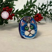 Uretti Taş Kedi Fare Oyunu Temalı Dekoratif Obje - 4 x 6 cm