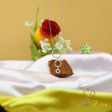 Beyaz Taşlı Sallantılı 3 Lü Yuvarlak Gümüş Kolye