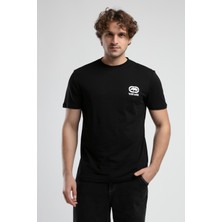 Ecko Unltd.  Corınth Siyah - Beyaz Bisiklet Yaka Baskılı Standard Fit Erkek Tshirt
