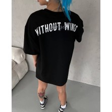 Mrt Concept Unisex Bisiklet Yaka Baskılı Oversize T-Shirt - Siyah