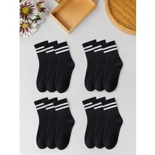 Black Deer 12 Çift Çizgili Tenis Çorabı Erkek ,kadın Unisex Çizgili Tenis Çorabı