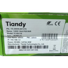 Tiandy TC-R3110 I-B-P8 10 Kanal Nvr Kayıt Cihazı