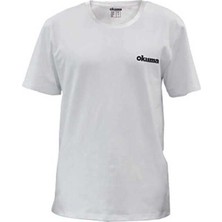 Okuma White Motif Cotton Short Sleeve Shirt L