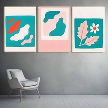 Aktüel Matisse - Boho - Art Deco - Soyut - Doğa ( 3 Lü Çerçevesiz ) Poster - Afiş - Tablo KR2C00310/