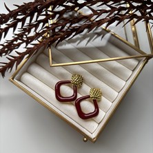 Alice İsstanbul Gold Detaylı Bordo Küpe