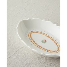 English Home Retro Rosy New Bone China Kayık Tabak 17 cm Beyaz - Turuncu