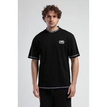 ECKO UNLTD Rockaway Siyah Bisiklet Yaka Nakışlı Oversize Erkek Tshirt