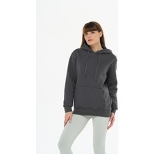 Safe Tasarım Kadın Pamuklu Içi Polarlı Kapüşonlu Sweatshirt