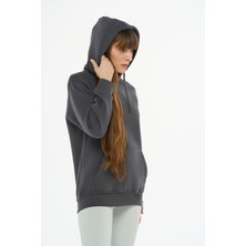 Safe Tasarım Kadın Pamuklu Içi Polarlı Kapüşonlu Sweatshirt