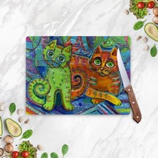 Decovetro Kedi Görünümlü Cam Kesim Tablası 20 x 30 cm