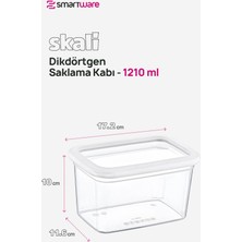 Smartware 12'li Set Skali Dikdörtgen Saklama Kabı Beyaz 1210 ml