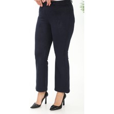 Akşen Giyim Büyük Beden Süet Kumaş Ispanyol Paça Bool Likralı Toparlayıcı 2 Beden Ince Gösteren Pantolon