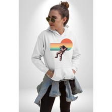 Navcoli Uzay Adamı Tasarımı Erkek Kadın Beyaz Dijital Baskılı Kapüşonlu Sweatshirt Hoodie