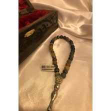 Jasper Tespih Doğal Taş Tesbih Gümüş Imameli Ahşap Kutulu