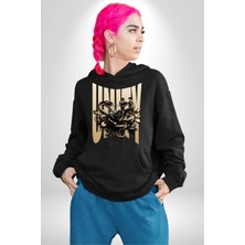 Navcoli Yapay Zeka Gül Yılan Altın Siyah Gül 3D Erkek Kadın Siyah Dijital Baskılı Kapüşonlu Sweatshirt Hoodie