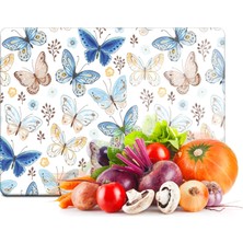 Decovetro Mavi Kelebek Görünümlü Cam Kesim Tablası 20 x 30 cm