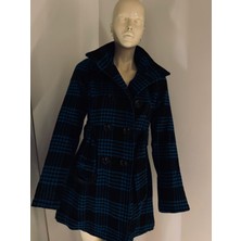 Butik Mavi Ekose Desenli Ceket, Kadın Ceket