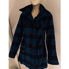 Butik Mavi Ekose Desenli Ceket, Kadın Ceket