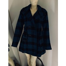 Butik Mavi Ekose Desenli Ceket, Kadın Ceket