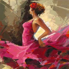 Kırmızı Ayı Pembe Elbiseli Dansçı Sayılarla Boyama Seti  Kasnaklı