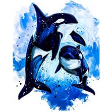 Kırmızı Ayı Mavi Sular ve Orca Sayılarla Boyama Seti Kasnaklı