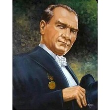 Kırmızı Ayı Atatürk Porte Sayılarla Boyama Seti Kasnaklı