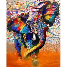 Kırmızı Ayı Koşan Fil Sayılarla Boyama Seti Kasnaklı