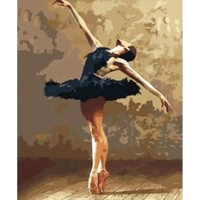 Kırmızı Ayı Siyah Elbiseli Balerin Sayılarla Boyama Seti Kasnaklı